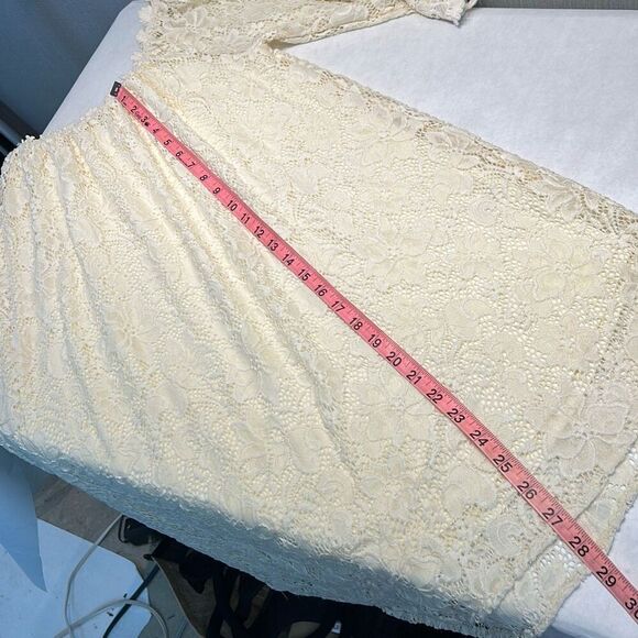 Umgee Womens Lace Off Shoulder Natural Cream Ivory Mini Dress Sz Medium Lined - Picture 9 of 11